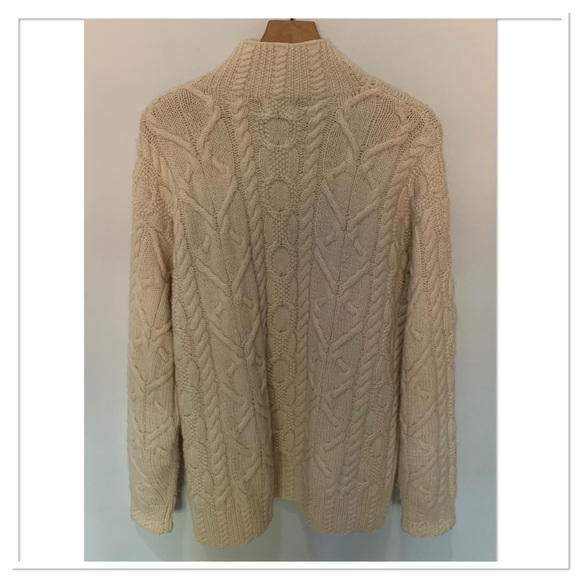 Lauren Ralph Lauren Wool Oversized Cableknit Cardigan Sweater Cream Size Medium - Picture 5 of 6